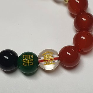 Feng Shui Armband Obsidian 5 Elemente , Reichtum und Glück - rot