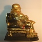 goldener lachender Buddha auf Stuhl 12x13x13cm