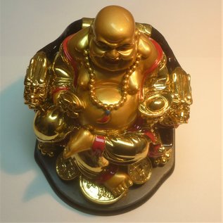 золотой смеющийся Будда на стуле 12x13x13cm