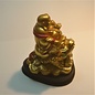 goldener lachender Buddha auf Geldfrosch 7x7,5x9cm