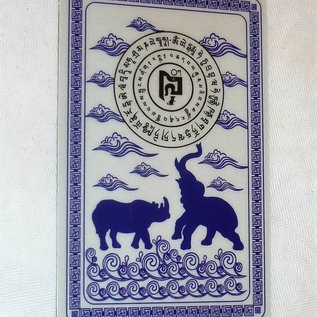 blaue Schutzkarte Nashorn und Elephant , 6x9cm