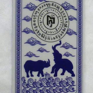 blaue Schutzkarte Nashorn und Elephant , 6x9cm