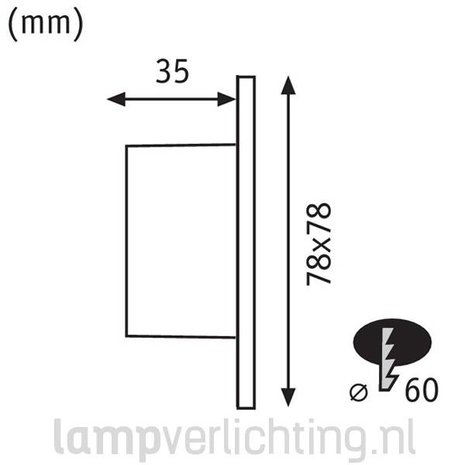 Vierkante Wandspot voor Inbouwdoos 230V Vierkante Wandspot voor Inbouwdoos 230V