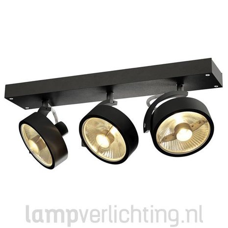 Opbouw Drievoudig - Balk met 3 Spots - Zwart, wit of alu - LampVerlichting.nl