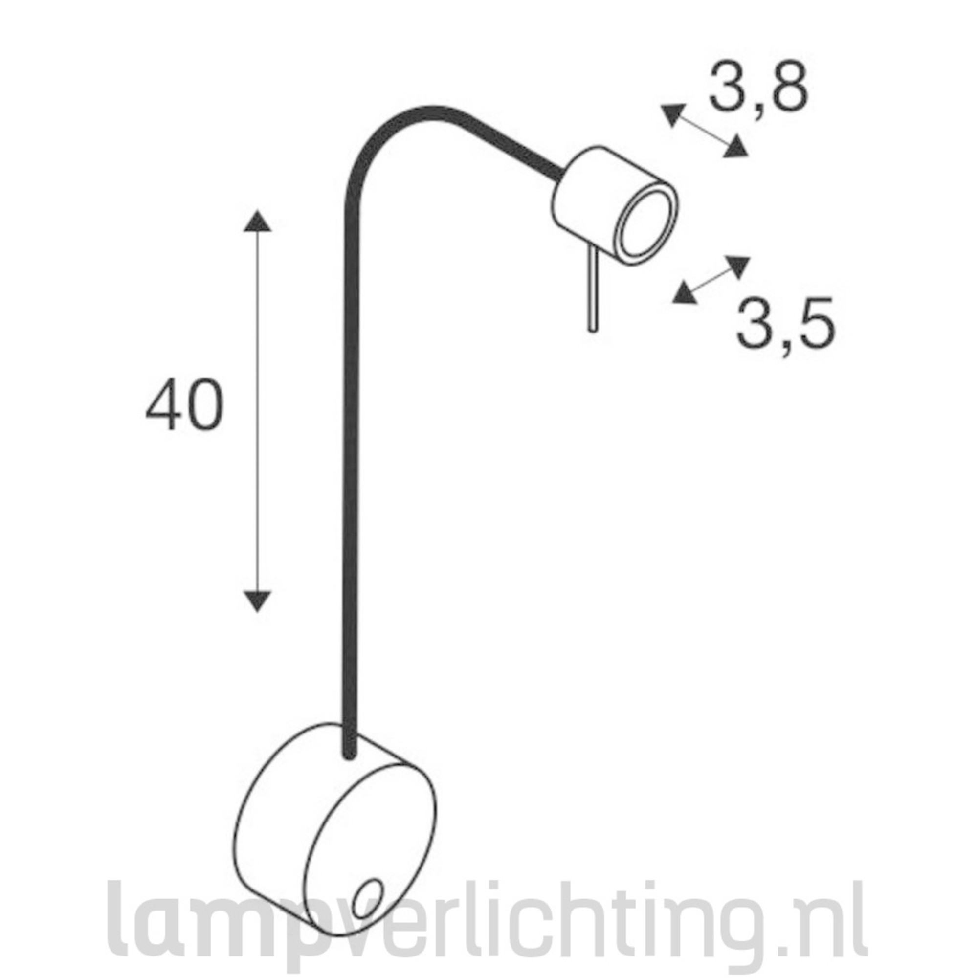 Neso Flex wandlamp met flexibele arm - mat chroom - zonder