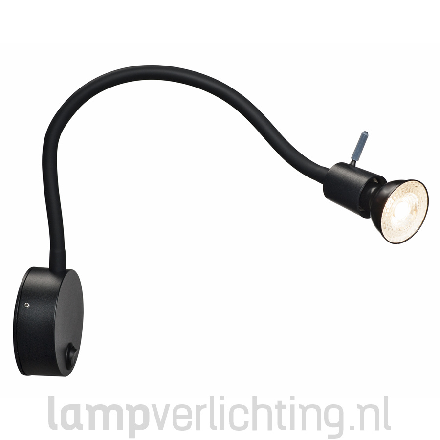Wand Leeslamp met arm - wit | zwart | - Beste Keus - LampVerlichting.nl