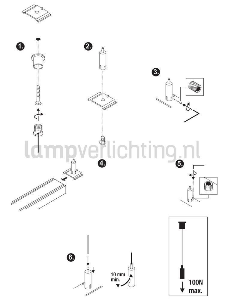 1-Fase Rail Ophangset