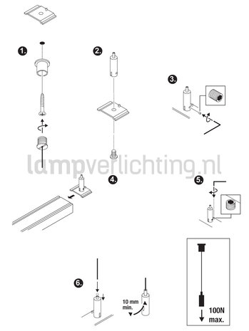 1-Fase Rail Ophangset