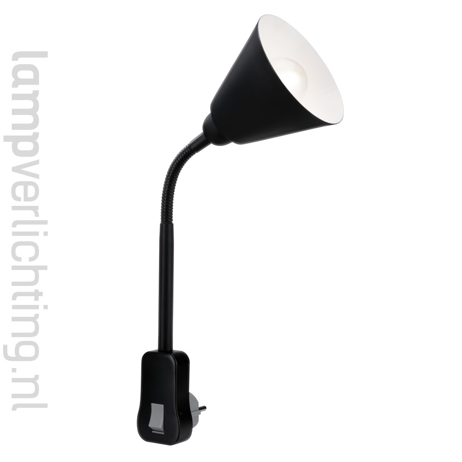 oriëntatie Luchtpost Beschikbaar Flexibele Stekkerlamp met LED lichtbron - Stekkerspot met XL lampenkap -  LampVerlichting.nl