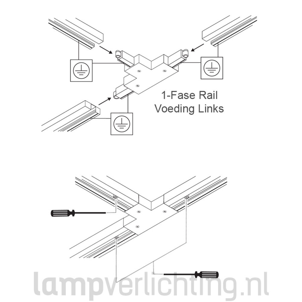 1-Fase Rail T-Connector Links