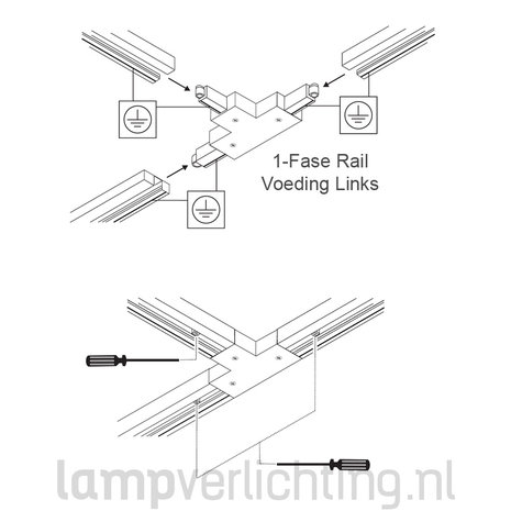 1-Fase Rail T-Connector Links
