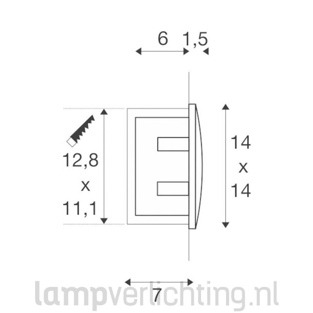 Wand Inbouwspot LED Buiten Vierkant 14x14 cm Wand Inbouwspot LED Buiten Vierkant 14x14 cm