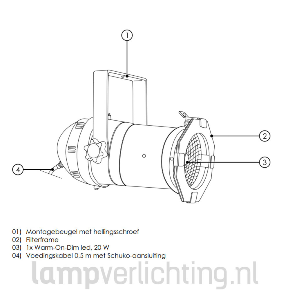 Theaterspot LED Dimbaar 20W Dim-to-warm Theaterspot LED Dimbaar 20W Dim-to-warm