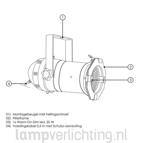 Theaterspot LED Dimbaar 20W Dim-to-warm Theaterspot LED Dimbaar 20W Dim-to-warm