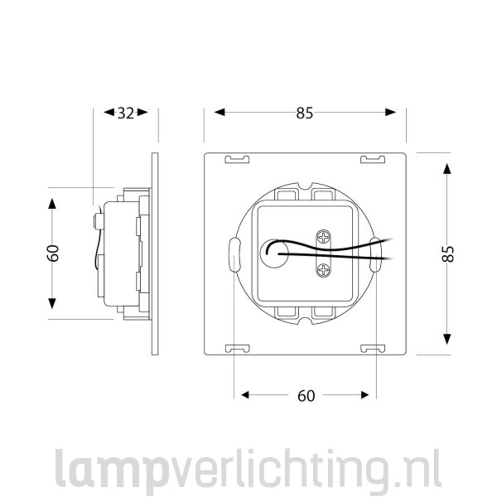 Vierkante Inbouwspot 230V voor inbouwdoos Vierkante Inbouwspot 230V voor inbouwdoos