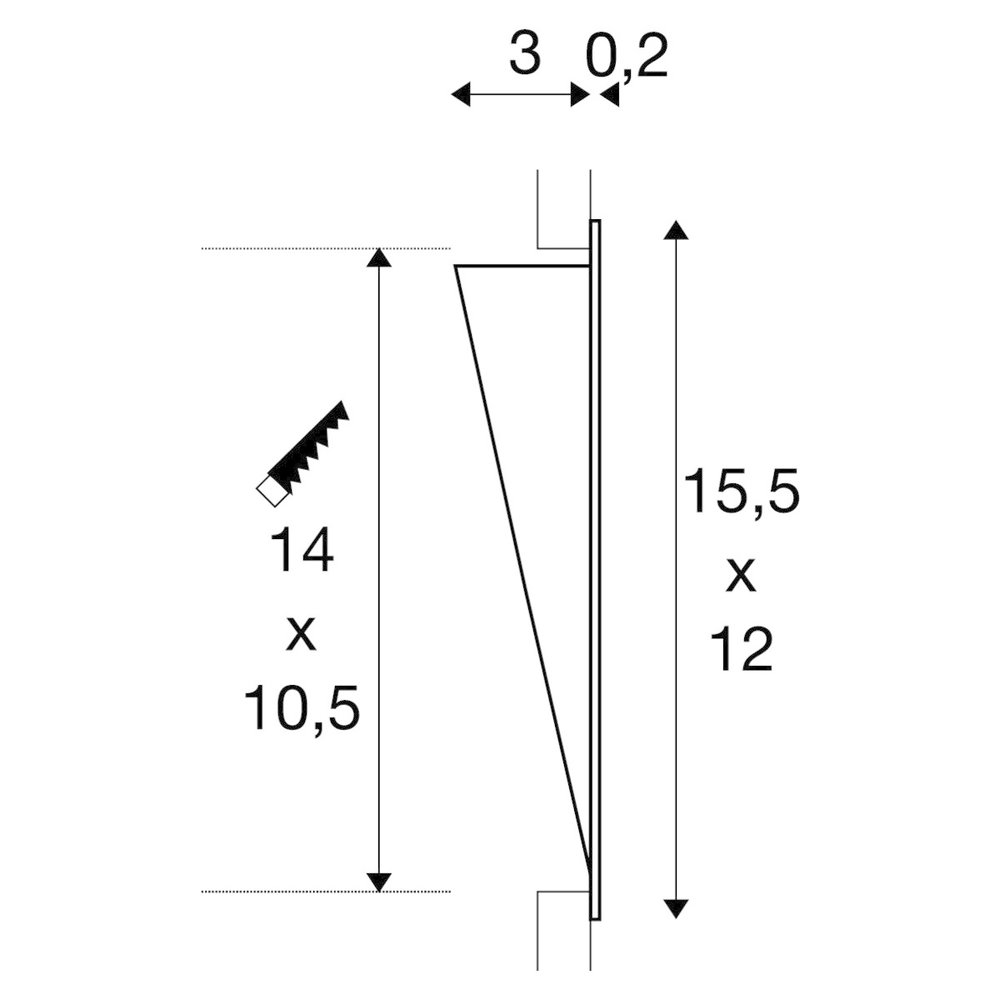 Wand Inbouwlamp LED 12x15,5 cm