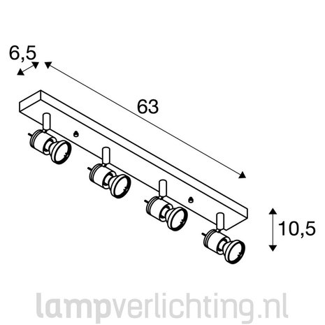 Plafondspot met 4 spots GU10