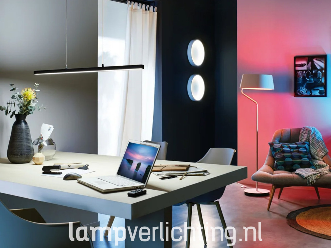 LED Hanglamp Bureau 100 cm Instelbare lichtkleur - Bluetooth sturing - LampVerlichting.nl
