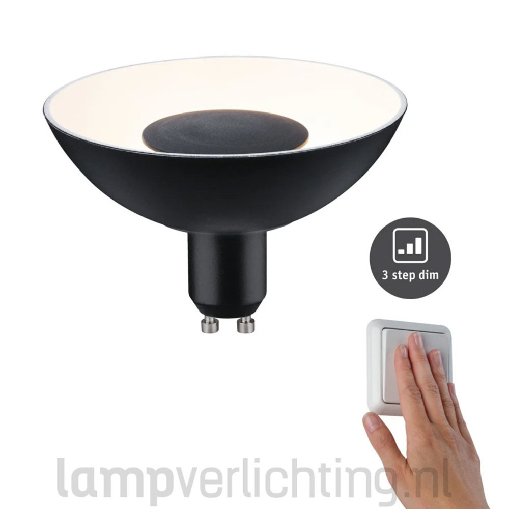 LED GU10 XL 3-staps-dim Zwart-Wit LED GU10 XL 3-staps-dim Zwart-Wit