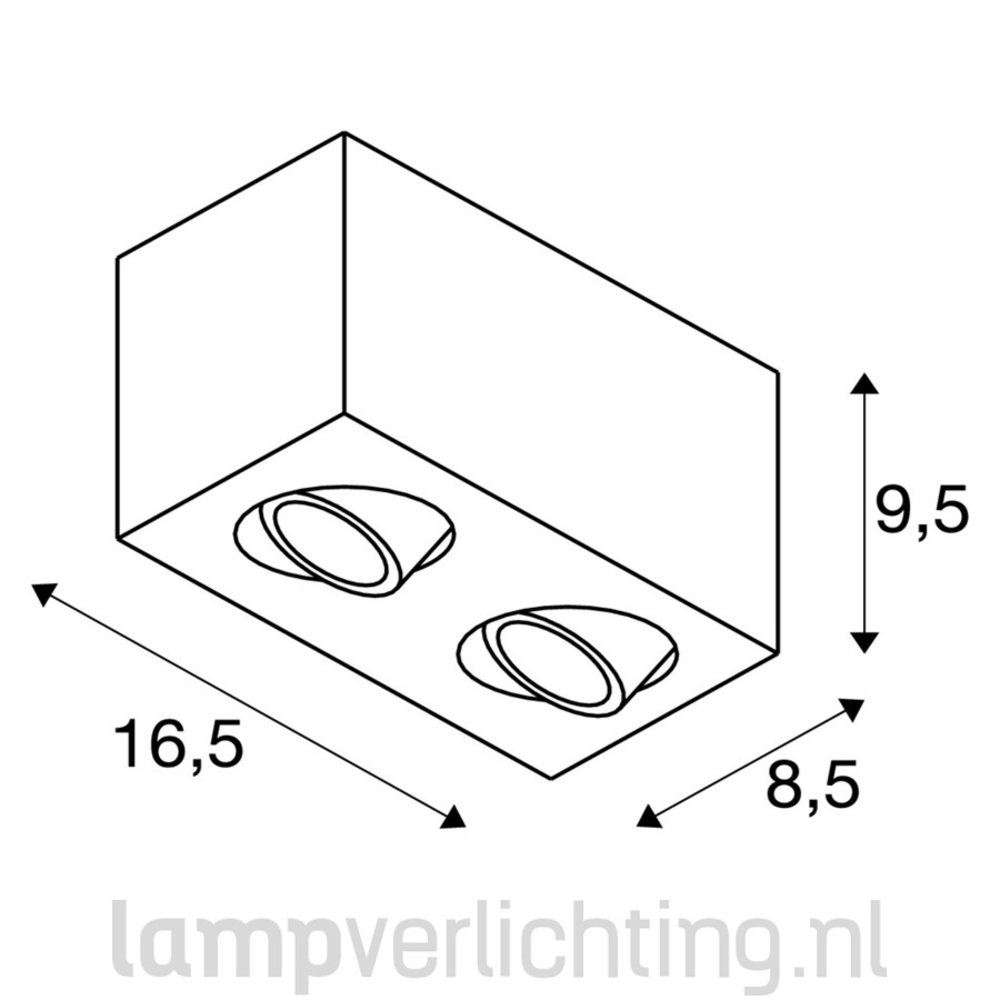 Opbouwspot Box Dubbel GU10 Opbouwspot Box Dubbel GU10