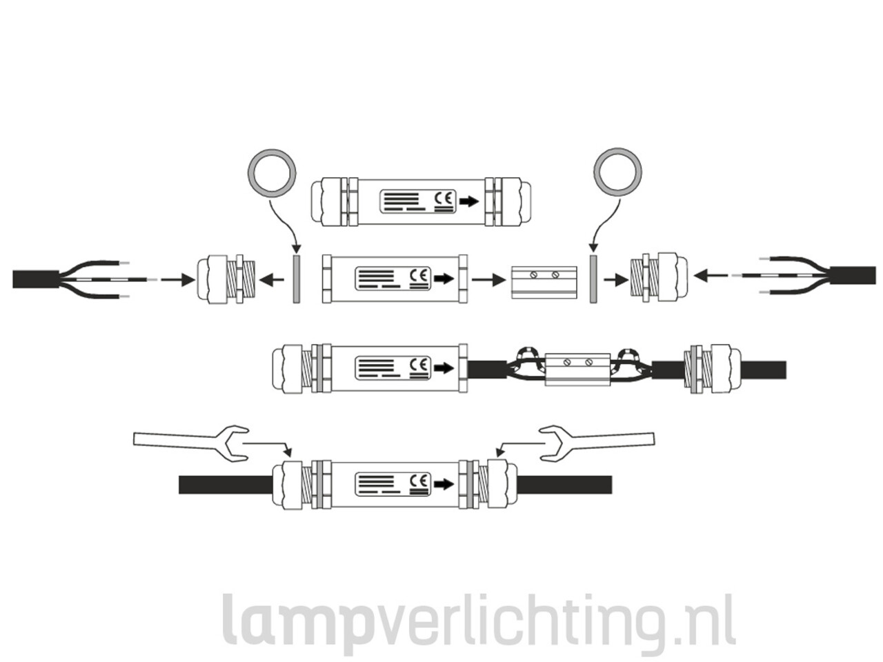 Kabelverbinder Lang 3 polig IP68 Kabelverbinder Lang 3 polig IP68