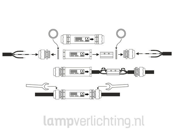 Kabelverbinder Lang 3 polig IP68 Kabelverbinder Lang 3 polig IP68