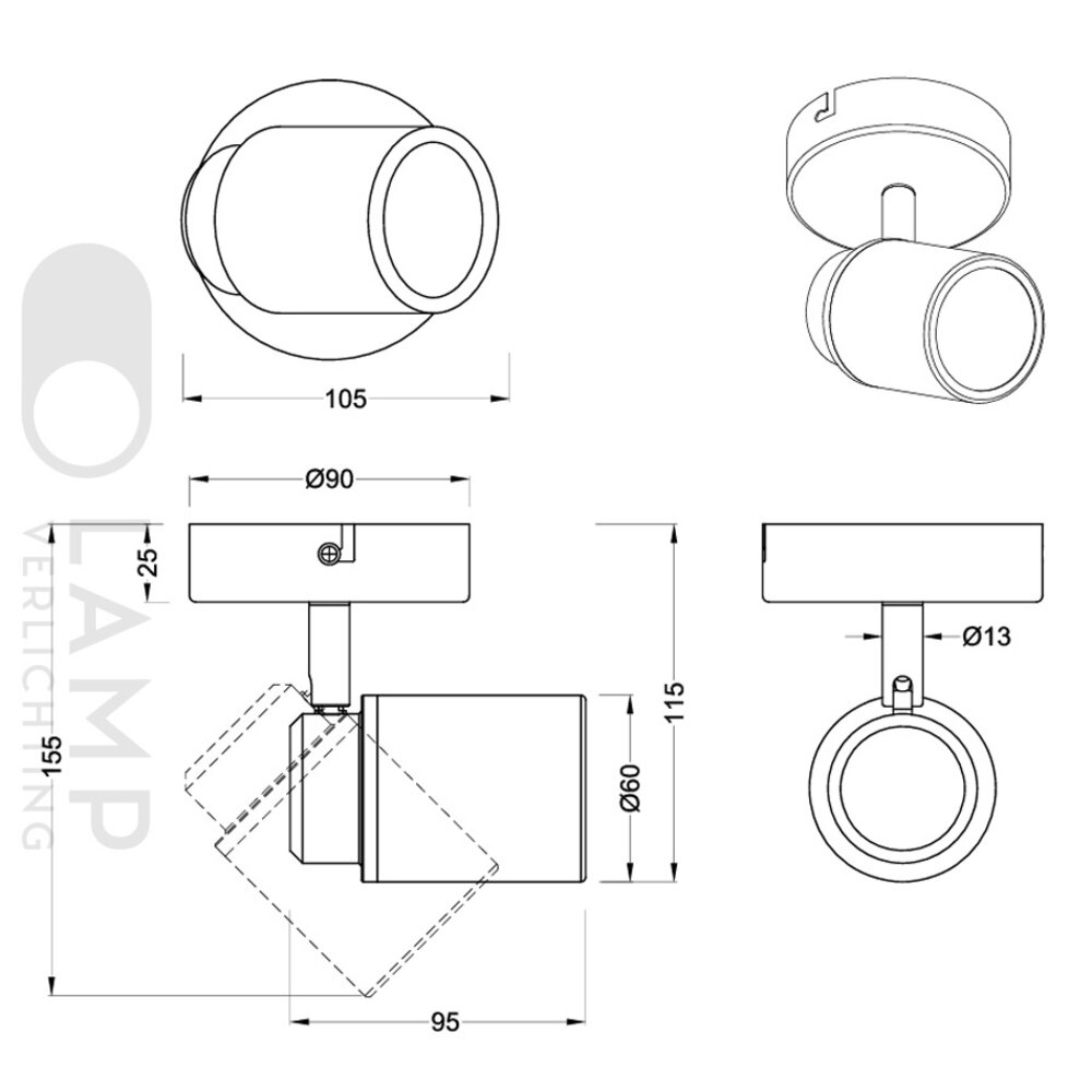 Opbouwspot Badkamer IP44 GU10 Opbouwspot Badkamer IP44 GU10