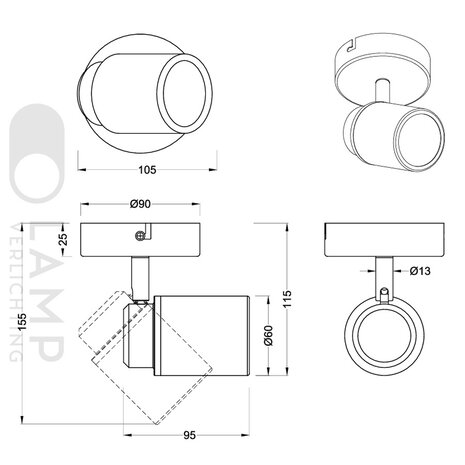 Opbouwspot Badkamer IP44 GU10 Opbouwspot Badkamer IP44 GU10