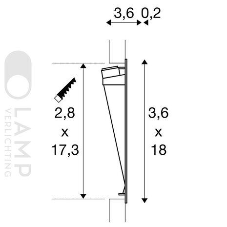 Wand Inbouwspot Gleuf Verticaal Lang