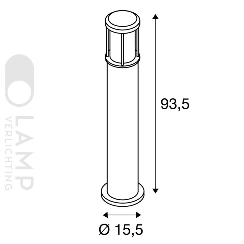 Staande Buitenlamp E27 Ribbelglas Staande Buitenlamp E27 Ribbelglas
