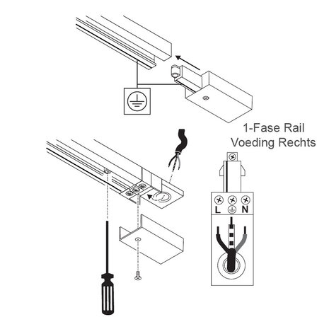 1-Fase Rail Spanningsrail 2 meter