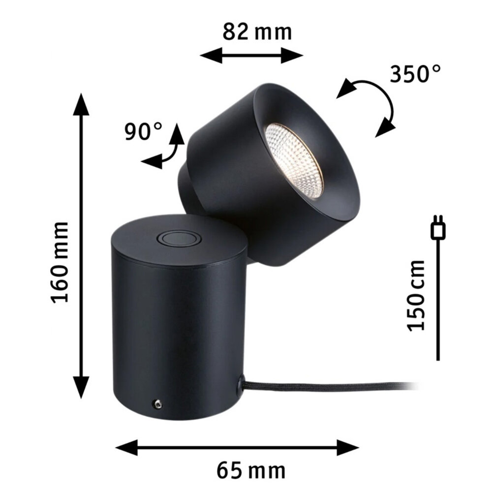 LED Vloerspot Zwart met 3-staps dimmer LED Vloerspot Zwart met 3-staps dimmer