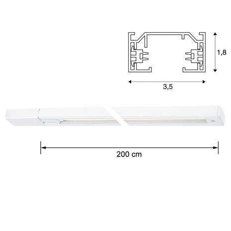 1-Fase Rail Spanningsrail 2 meter