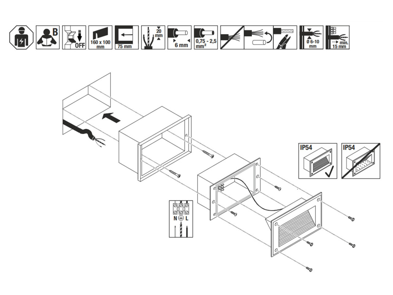 Muur Inbouwspot Buiten LED 1,4W Muur Inbouwspot Buiten LED 1,4W