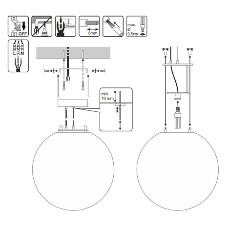 Hanglamp Bol 50 cm Luxo E27 Hanglamp Bol 50 cm Luxo E27