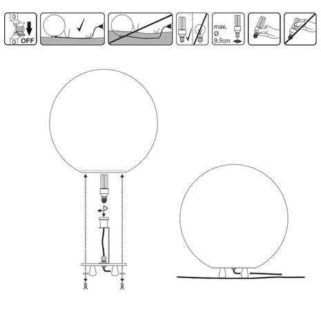 Grote Bol Buitenlamp 50 cm E27 Grote Bol Buitenlamp 50 cm E27