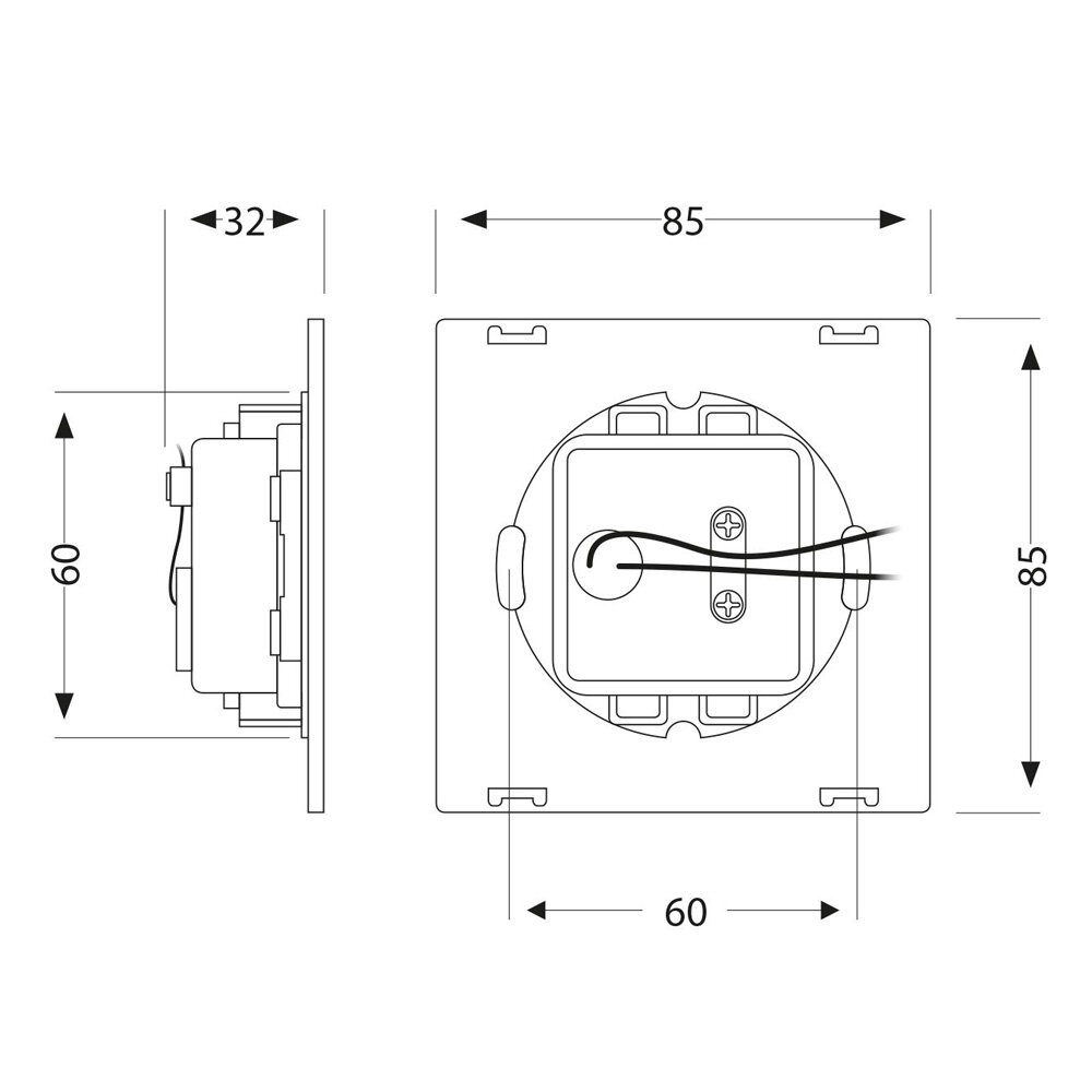 Wand Inbouwspot Vierkant 230V voor inbouwdoos Wand Inbouwspot Vierkant 230V voor inbouwdoos