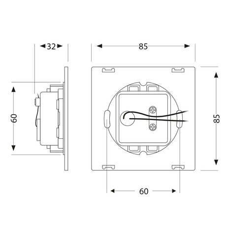 Wand Inbouwspot Vierkant 230V voor inbouwdoos Wand Inbouwspot Vierkant 230V voor inbouwdoos