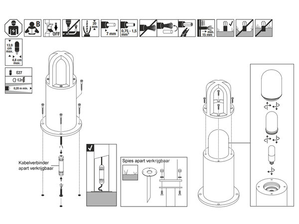 Sokkellamp Cortenstaal Roest 70 cm E27 Sokkellamp Cortenstaal Roest 70 cm E27