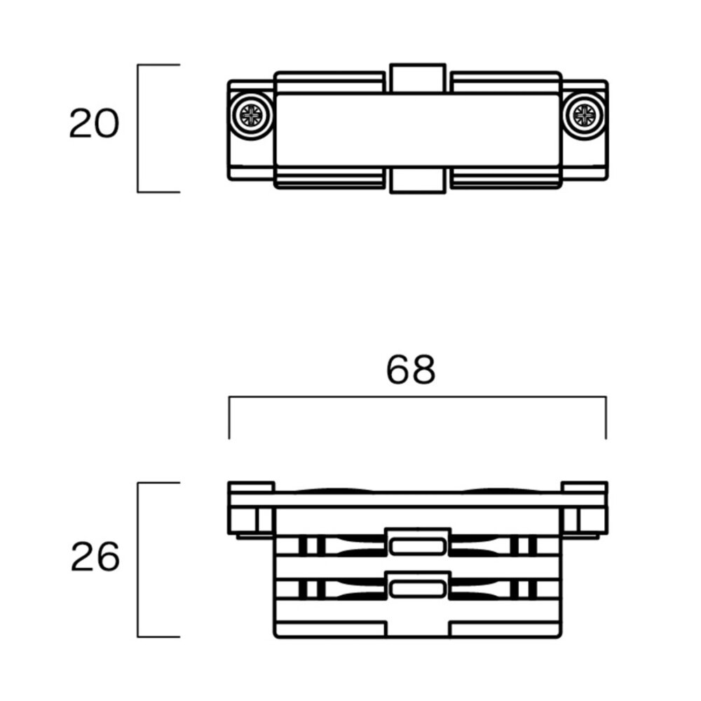 3-Fase Rail Rechte Connector - XTS 21 3-Fase Rail Rechte Connector - XTS 21