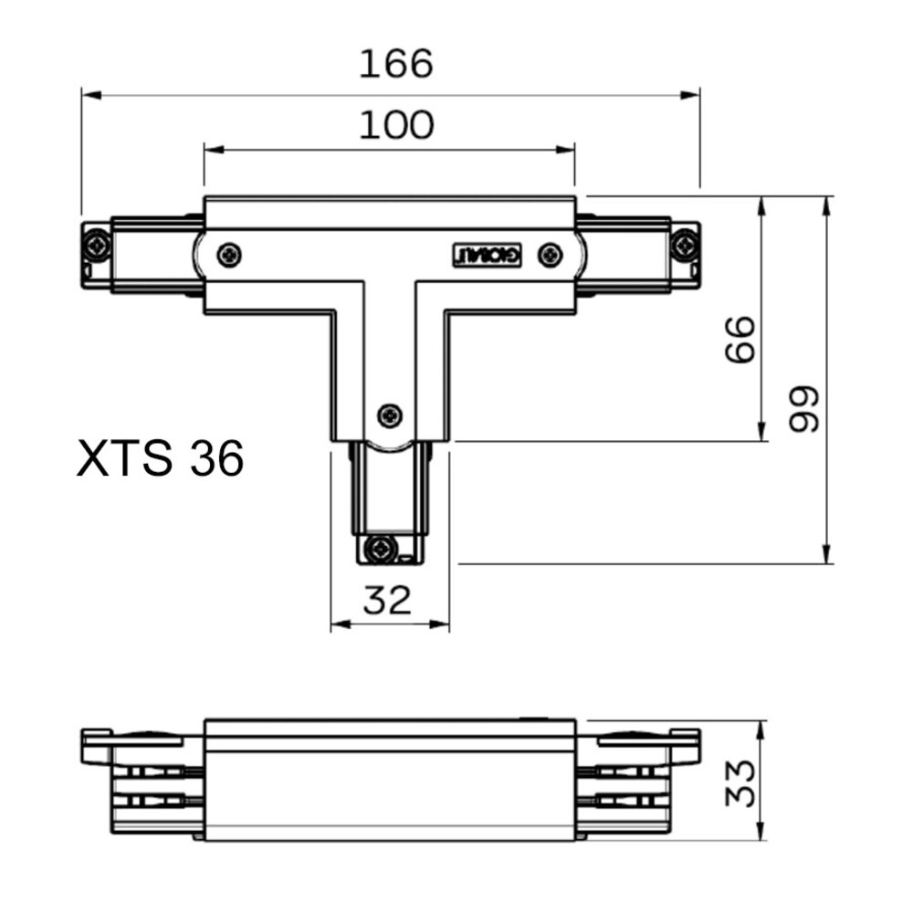 3-Fase Rail T-Connector Rechts - XTS 36 3-Fase Rail T-Connector Rechts - XTS 36