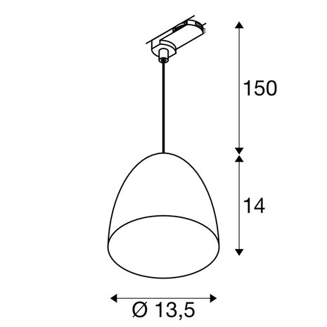 3-Fase Railverlichting Hanglamp Cup 3-Fase Railverlichting Hanglamp Cup
