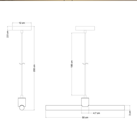 Hanglamp Linestra S14d 50 cm Dimbaar Hanglamp Linestra S14d 50 cm Dimbaar