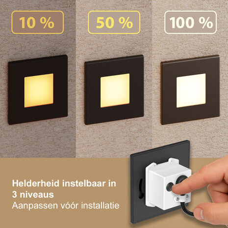 Trapspot Vierkant met Instelknop 5, 25 of 50 lumen