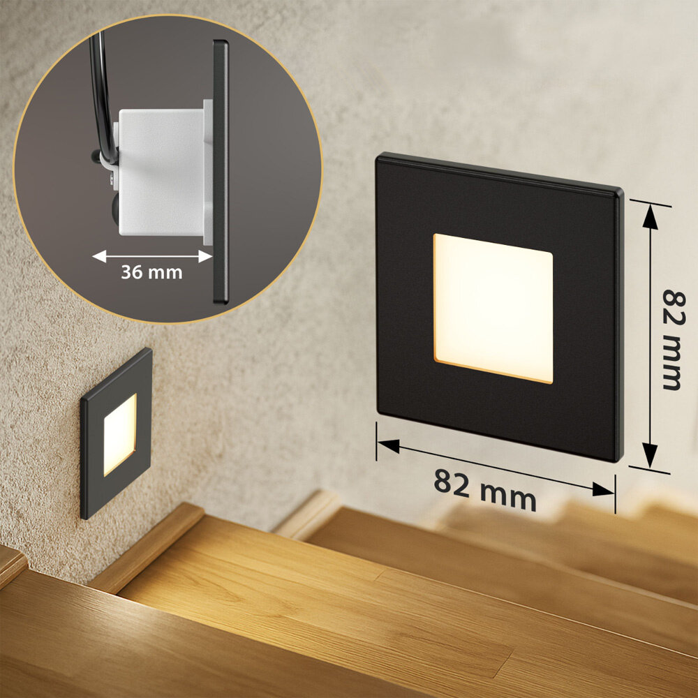 Trapspot Vierkant met Instelknop 5, 25 of 50 lumen