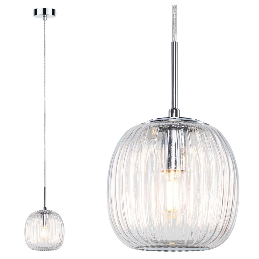 Badkamer Hanglamp Ribbelglas E14 IP44