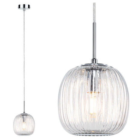 Badkamer Hanglamp Ribbelglas E14 IP44