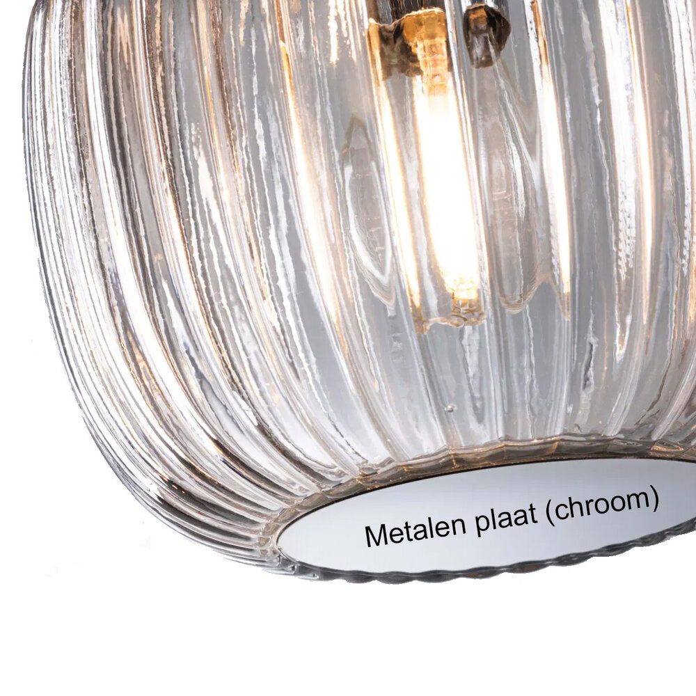 Badkamer Hanglamp Ribbelglas E14 IP44