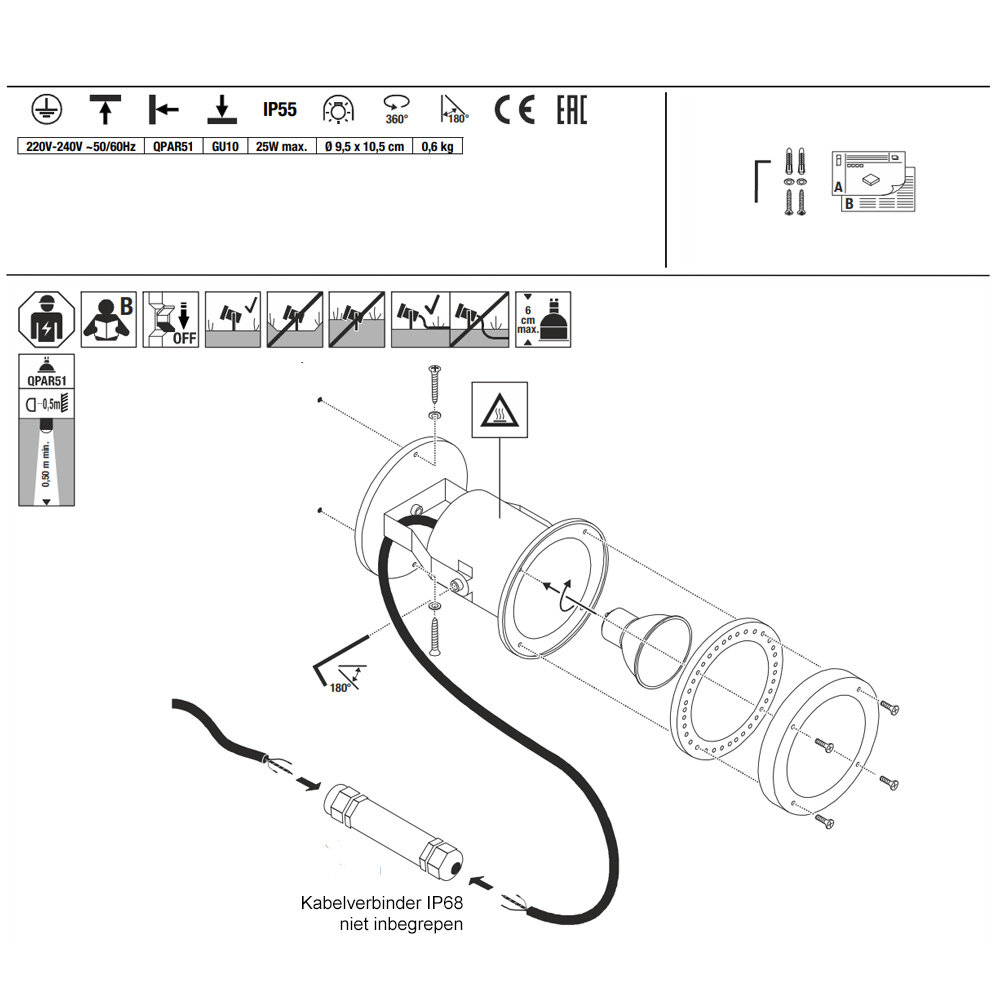 Tuinspot RVS 316 GU10 IP55