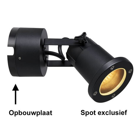Opbouwplaat met zij-invoer voor Buitenspot GU10 Wand Plafond